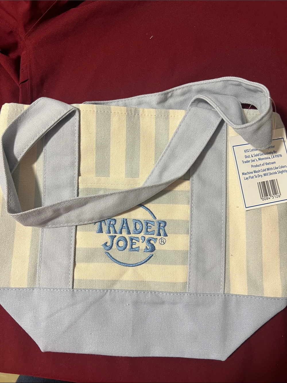 Trader Joe's Blue & Cream Striped Tote Bag